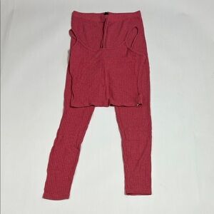 SHEIN Red Ribbed Knit Pajamas Size L